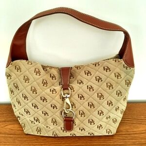 Dooney & Bourke Beige and Brown Shoulder Bag
